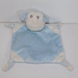 Piccolo Bambino Blue White Plush Monkey Security Blanket Baby Lovey nunu Soother